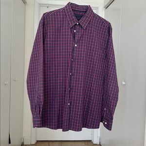 Tommy Hilfiger Red and Blue Plaid Button-Down Shirt